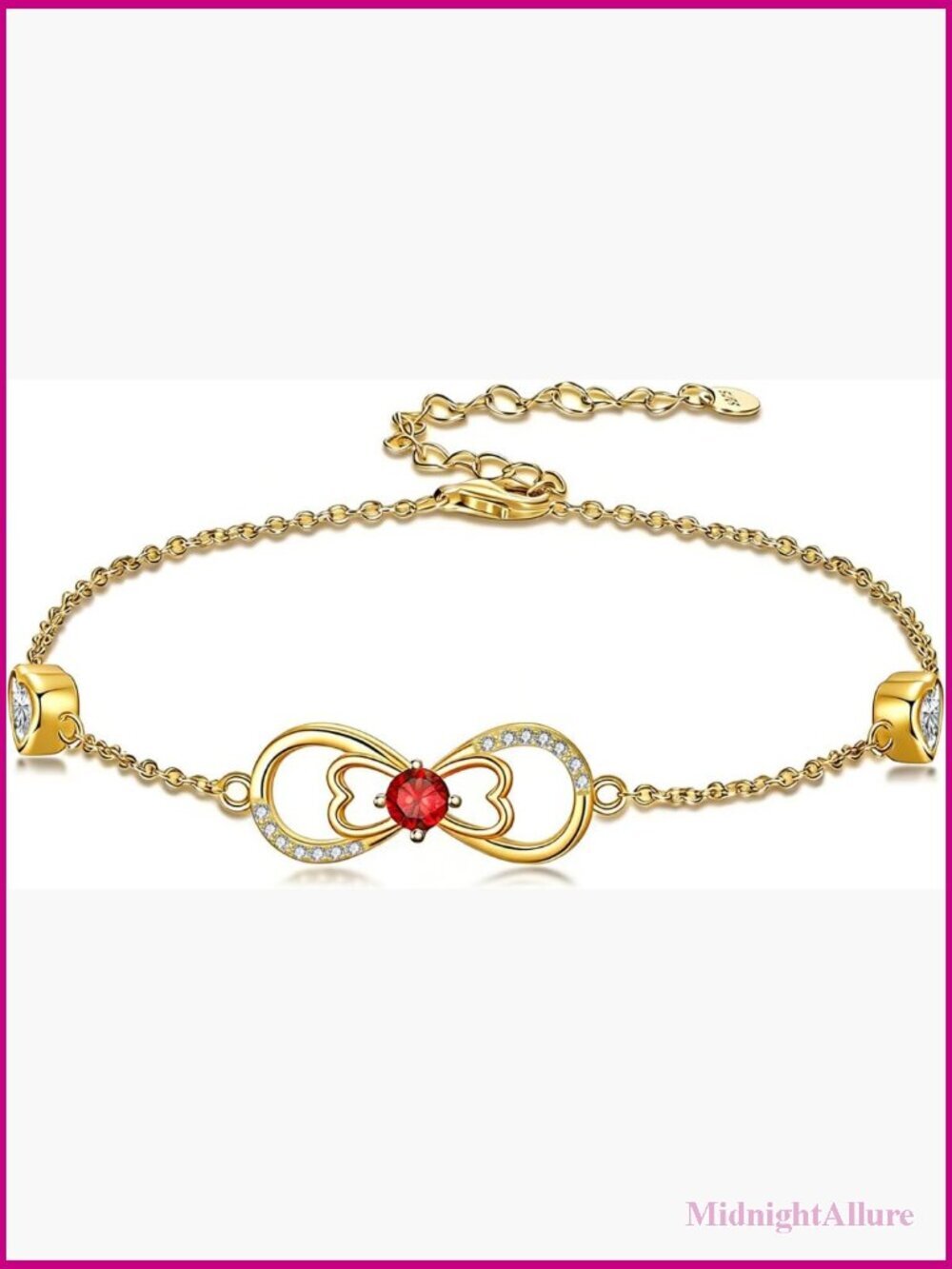 18K Gold Plated Infinity Birthstone Bracelet Link